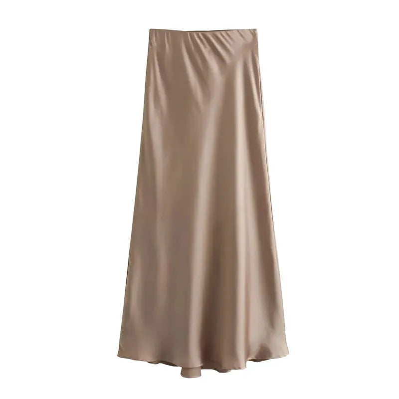 Satin Skirt Women High Waist