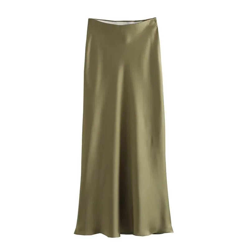 Satin Skirt Women High Waist