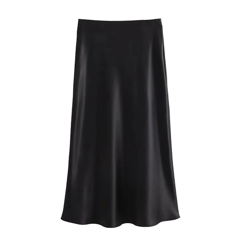 Satin Skirt Women High Waist